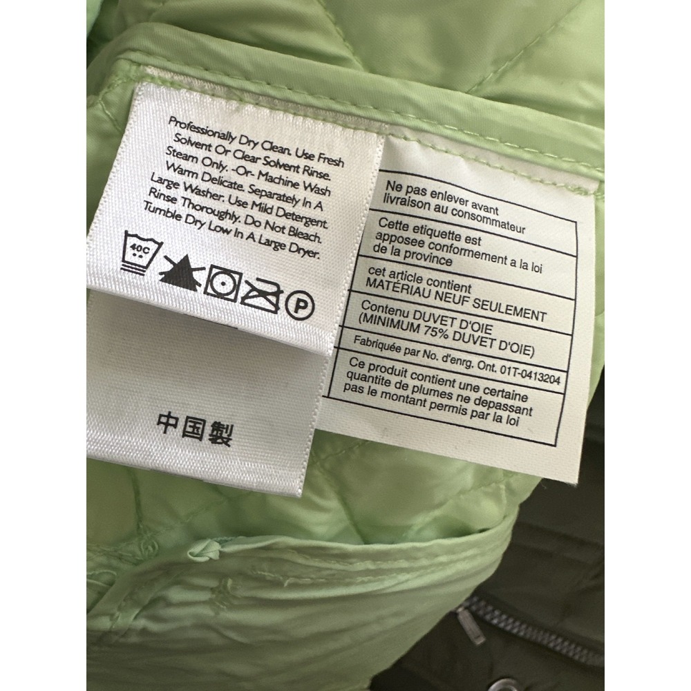 Eddie Bauer Down Quilted Jacket Light Green Full Zip Lightweight Medium Petite - Picture 12 of 14